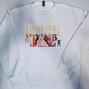 White Taylor Swift Tour Crew Neck Sweatshirt Sticker Bundle M